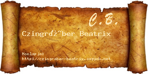 Czingráber Beatrix névjegykártya